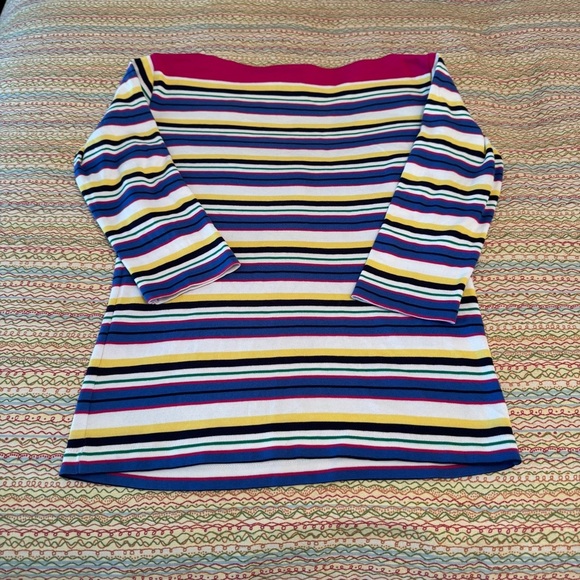 Ralph Lauren Striped Multicolor Women's Boat Neck Top Size Large - Picture 2 of 7